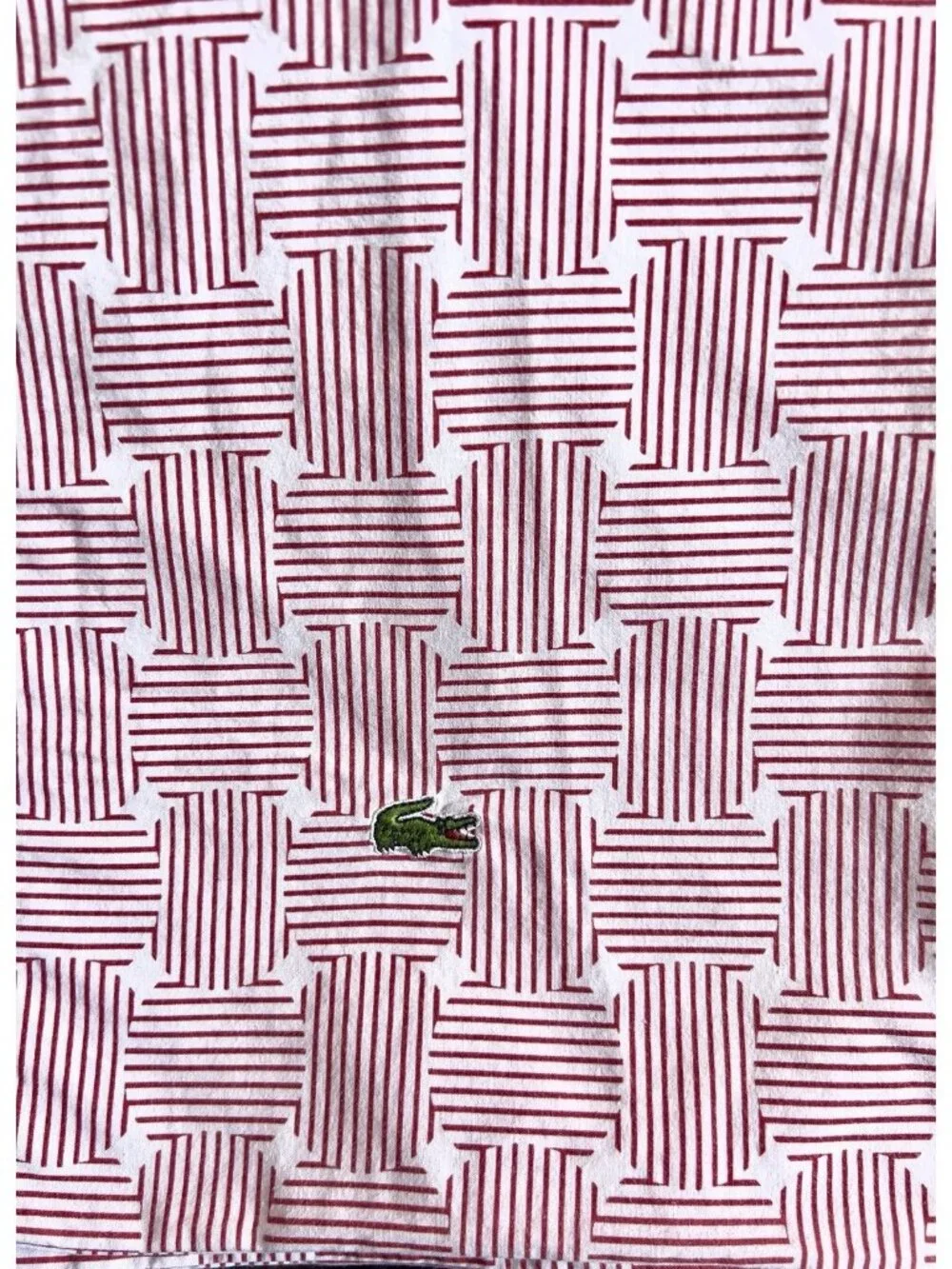 Izod KING Pillowcase Red White Stripe 100% Cotton Nautical Crocodile PRISTINE